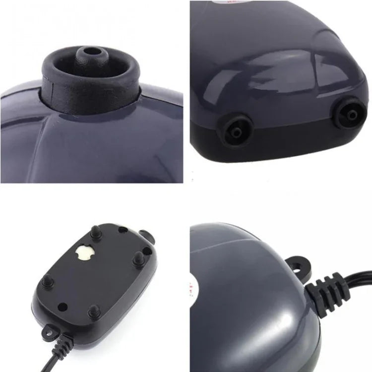 RS-390 220V 5W Double Outlets Adjustable Flow Silent Aquarium Air Pump Fish Tank Oxygen Air Pump, 5W