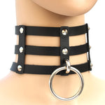 Harajuku Fashion Punk Gothic Rivets Collar Hand 3-rows Caged Leather Collar Necklace, (Silver), (Green), (Red+Yellow+Red), (White+Dark Blue+Red), (Baby Blue), (Gold), (Baby Blue+White+Baby Blue), (Red+White+Green), (Dark Blue+White+Red), (Red+White+Red...