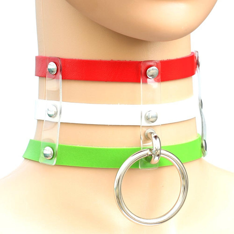 Harajuku Fashion Punk Gothic Rivets Collar Hand 3-rows Caged Leather Collar Necklace, (Silver), (Green), (Red+Yellow+Red), (White+Dark Blue+Red), (Baby Blue), (Gold), (Baby Blue+White+Baby Blue), (Red+White+Green), (Dark Blue+White+Red), (Red+White+Red...