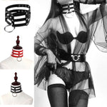Harajuku Fashion Punk Gothic Rivets Collar Hand 3-rows Caged Leather Collar Necklace, (Silver), (Green), (Red+Yellow+Red), (White+Dark Blue+Red), (Baby Blue), (Gold), (Baby Blue+White+Baby Blue), (Red+White+Green), (Dark Blue+White+Red), (Red+White+Red...