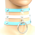 Harajuku Fashion Punk Gothic Rivets Collar Hand 3-rows Caged Leather Collar Necklace, (Silver), (Green), (Red+Yellow+Red), (White+Dark Blue+Red), (Baby Blue), (Gold), (Baby Blue+White+Baby Blue), (Red+White+Green), (Dark Blue+White+Red), (Red+White+Red...