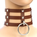 Harajuku Fashion Punk Gothic Rivets Collar Hand 3-rows Caged Leather Collar Necklace, (Silver), (Green), (Red+Yellow+Red), (White+Dark Blue+Red), (Baby Blue), (Gold), (Baby Blue+White+Baby Blue), (Red+White+Green), (Dark Blue+White+Red), (Red+White+Red...