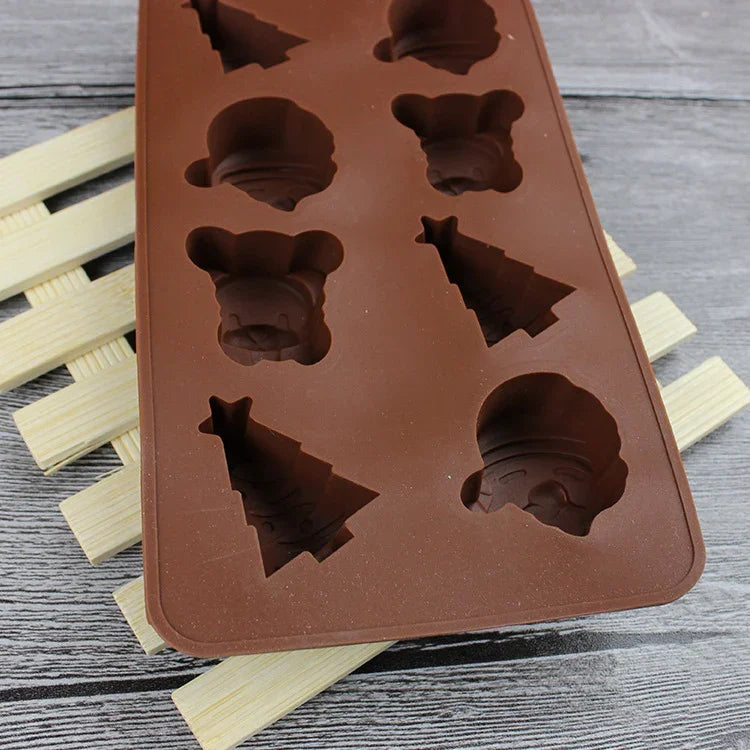 2 PCS Christmas Tree Santa Claus Chocolate Dessert Pastry Kitchen Baking Silicone Ice Lattice Mold, Santa Claus