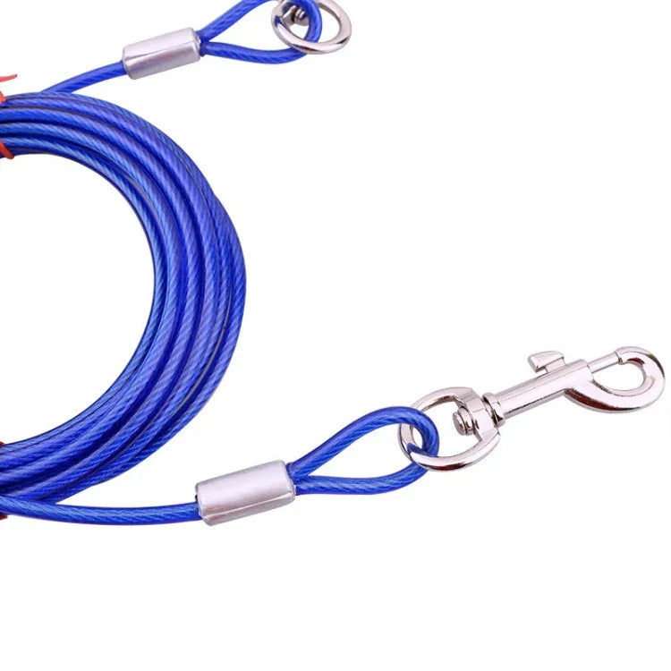 Double-end Steel Wire Rope Pet Dogs 2 in 1 Traction Rope Pet Walking Leads With Handle, Length: 5m,Random Color Delivery, Length: 5m