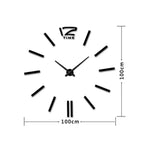 39 inch Bedroom Home Office Decoration Modern Frameless Large DIY 3D Mirror Wall Sticker Mute Clock, MH101  (Black), M001 (Gold), M001 (Silver)