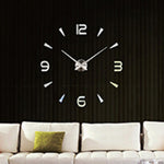 Bedroom Home Decoration Watch Frameless 3D Mirror Large DIY Wall Sticker Mute Clock, Size: 100*100cm, 3M013S (Silver), 3M013S (Black), 3M013S (Gold)