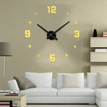 Bedroom Home Decoration Mirrored Number Frameless Large 3D DIY Wall Sticker Mute Clock, Size: 100*100cm, 3M005 (Black), 3M005 (Gold), 3M005 (Silver)