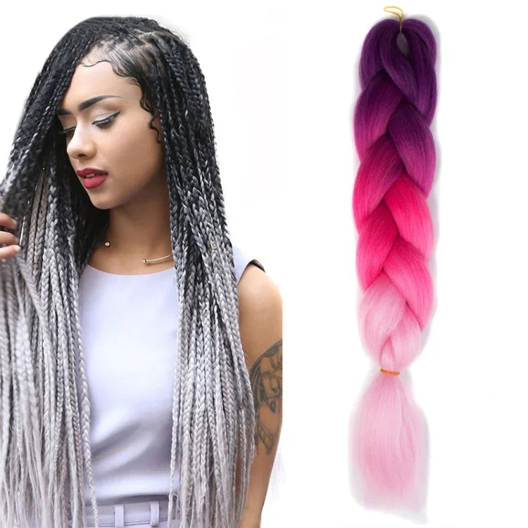 Fashion Color Gradient Individual Braid Wigs Chemical Fiber Big Braids, Length: 60cm(18Navy Blue+Sky Blue), 01, 02, 03, 06, 08, 15, 16, 17, 18, 26, 27, 28, 29, 54, 59