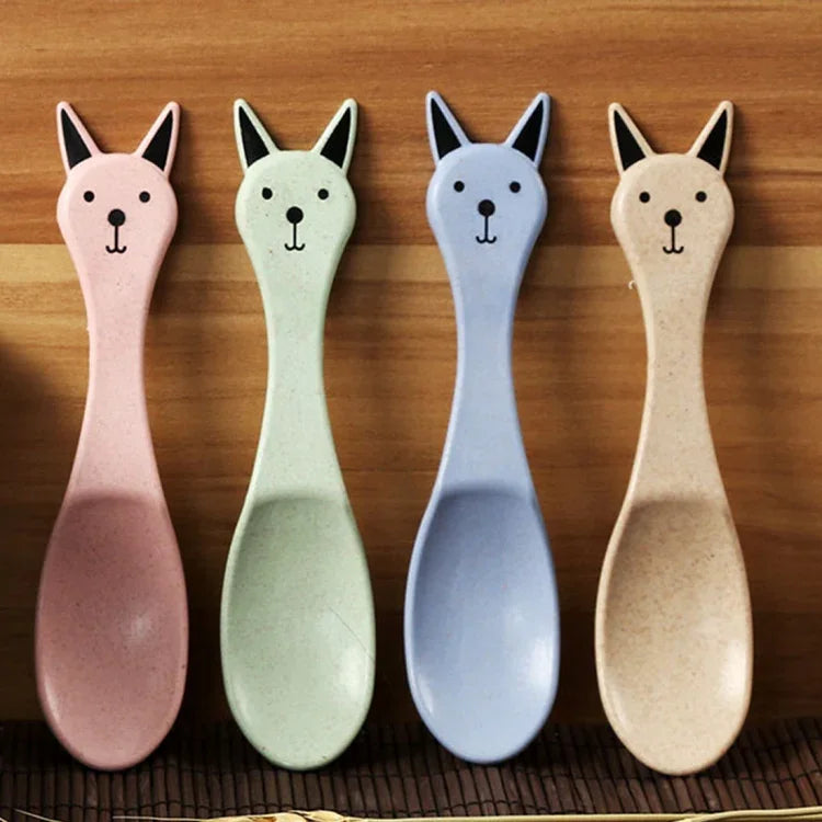 Balcherlam Baby Wheat Stalk Materials Bowls + Spoon Kit, Random Color Delivery, Bowls + Spoon Kit