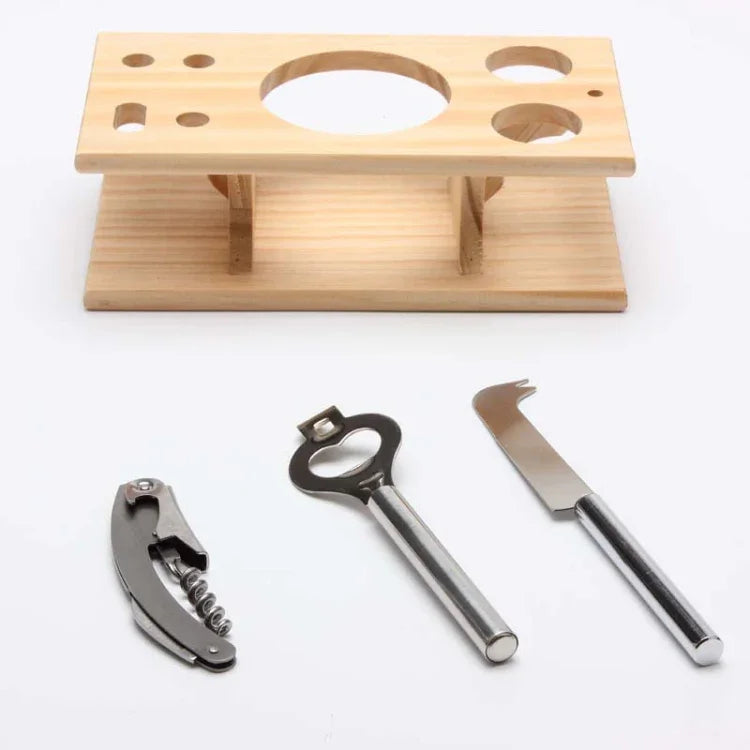 9 in 1 Stainless Steel Cocktail Shaker Tools Set with Wooden Mount, Capacity: 750ml, 750ml