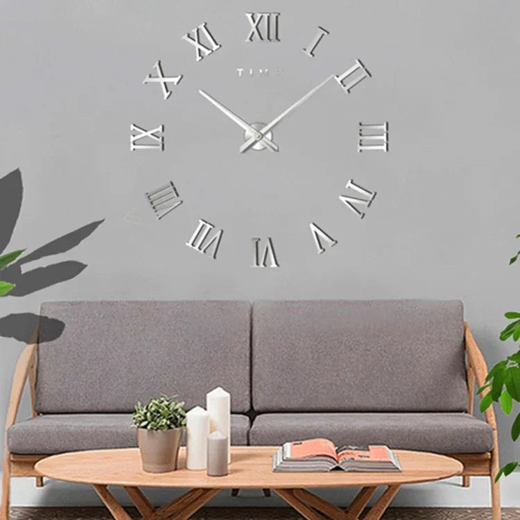 Bedroom Home Decoration Frameless Roman Numeral Large DIY Wall Sticker Mute Clock, Size: 100*100cm, M011 (Black), M011 (Gold), M011 (Silver)