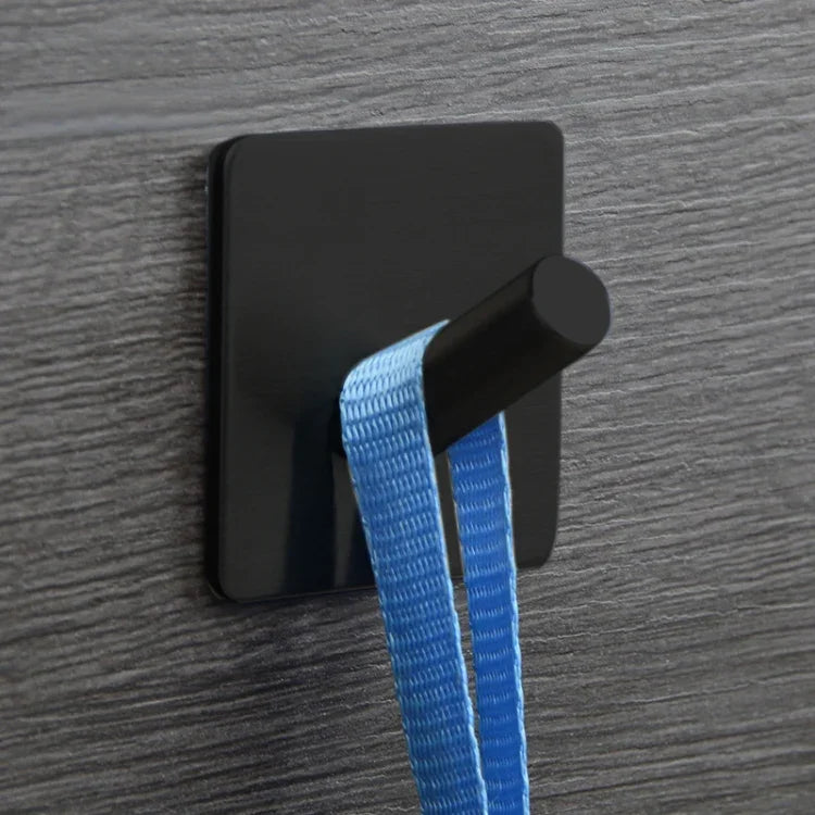 Stainless Steel Black Oblique Hook Bathroom Non-perforated Coat Rack, Black Oblique Hook