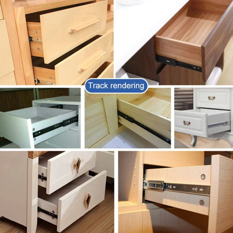 16 inches 3-section Mute Stainless Steel Sliding Drawer Slides Ball Slide Rail Length: 40cm, 16 inches