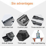 20 inches 3-section Mute Cold Rolled Steel Sliding Drawer Slides Ball Slide Rail Length: 50cm, 20 inches (Cold Rolled Steel)