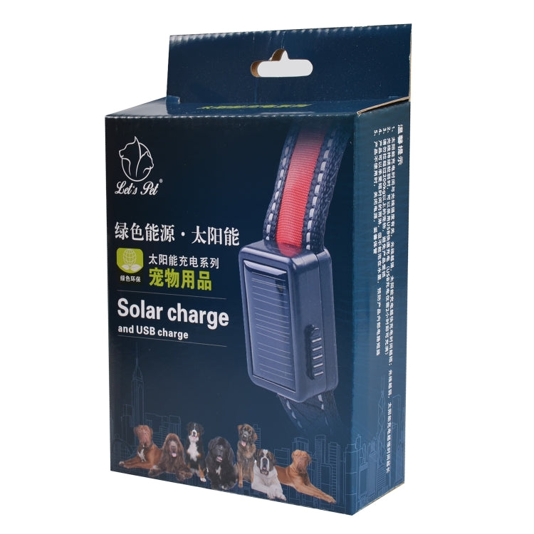 Medium and Large Dog Pet Solar + USB Charging LED Light Collar, Neck Circumference Size: L, 50-60cm, Size: L