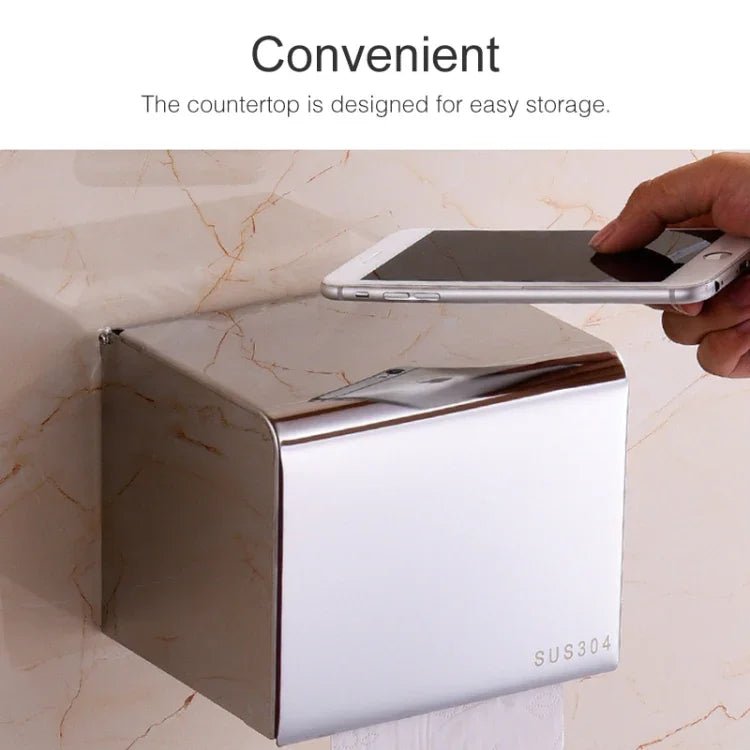 K8 304 Stainless Steel Bathroom Wall-mounted Waterproof Bright Light Paper Towel Roll Holder, K8