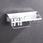 50cm 2 Cups 8 Hooks Multi-function Kitchen Punching Wall-mounted Plastic Edge Condiment Storage Rack, 50cm Punching Plastic Edge
