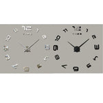 Bedroom Home Office Decoration Modern Frameless Large Number DIY 3D Mirror Wall Sticker Quiet Clock, Size: 100*100cm, 3M007 (Black), 3M007 (Silver)