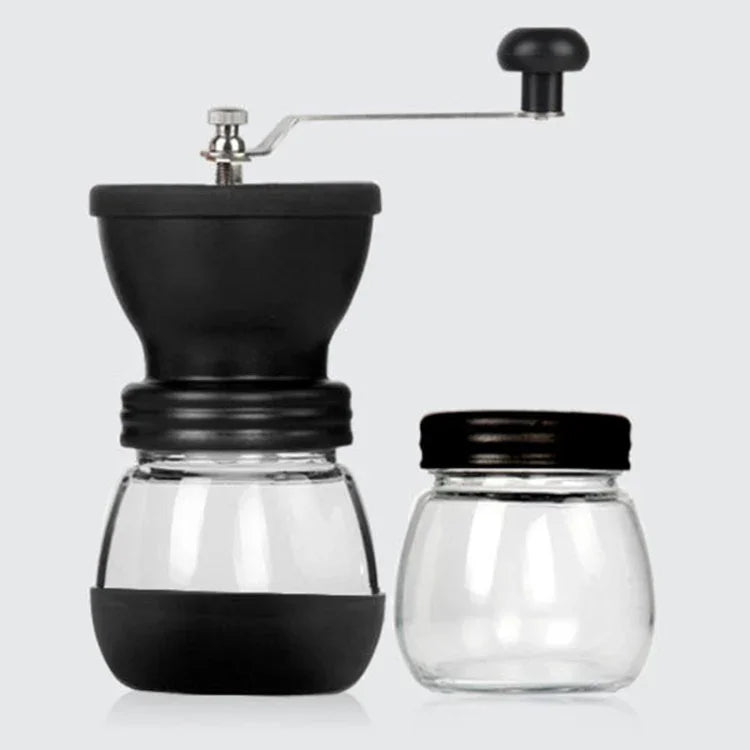 Portable Conical Burr Mill Manual Spice Herbs Hand Grinding Machine Coffee Bean Grinder with Seal Pot, With Seal Pot