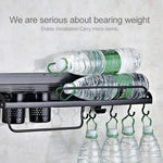 A Version 50cm 1 Cup  8 Hooks Kitchen Multi-function Wall-mounted Condiment Storage Rack, A Version 50cm 1 Cup