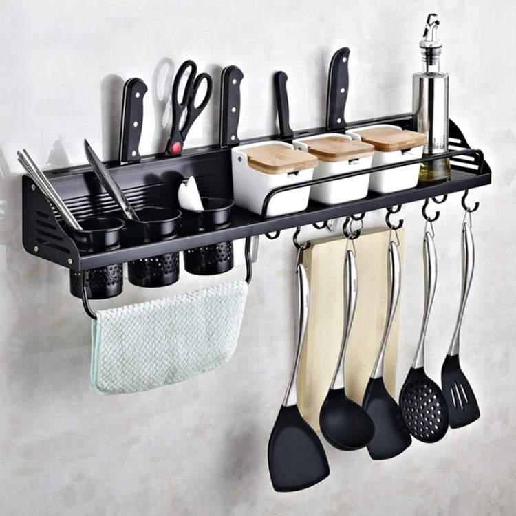 A Version 50cm 1 Cup  8 Hooks Kitchen Multi-function Wall-mounted Condiment Storage Rack, A Version 50cm 1 Cup