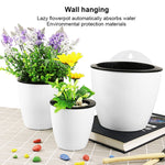 Self-Watering Planter Grow Plants Lazy Flower Pots Wall-hanging Round Resin Plastic Flower Pots, Size: 18x12.5x16cm, Size: 18x12.5x16cm