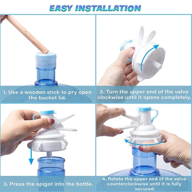 PP Water Bottle Faucet Dispenser Valve for 55mm Crown Top Bottle with Dustproof Cover, Faucet Dispenser Valve
