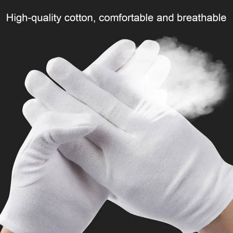 12 Pairs Pure Cotton Working Gloves, Thickened， Size：Free Size, Thickened， Size：Free Size