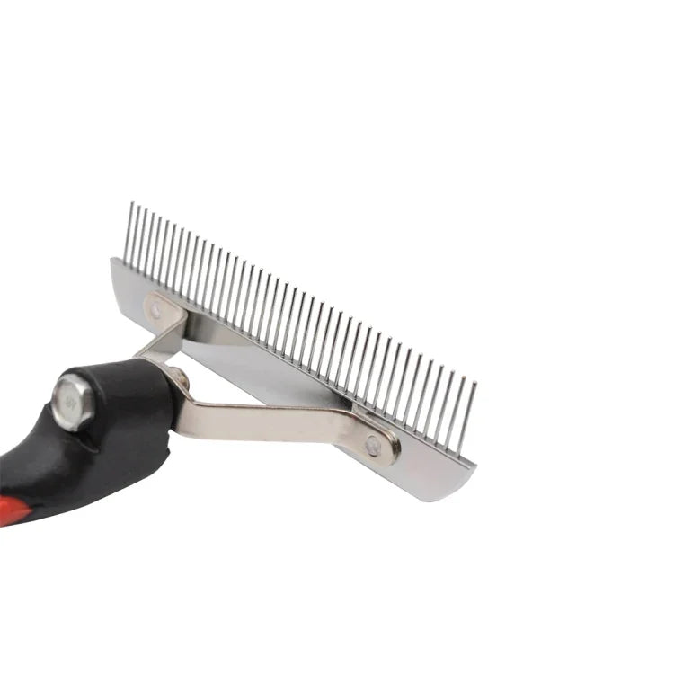 Big Dog Hair Combs Stainless Steel Pet Grooming Rake Comb Rubber Handle Hairdressing Brush Tool, Size: 17.0x16.0cm, Big Dog Hair Combs