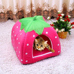 Strawberry Shaped Foldable Short Plush Pet House Nest, Size: M, Red, Size M, Pink, Size M, Blue, Size M, Purple, Size M