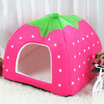 Strawberry Shaped Foldable Short Plush Pet House Nest, Size: M, Pink, Size M, Blue, Size M, Purple, Size M, Red, Size M