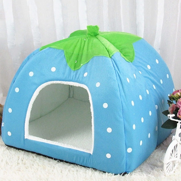 Strawberry Shaped Foldable Short Plush Pet House Nest, Size: M, Pink, Size M, Blue, Size M, Purple, Size M, Red, Size M