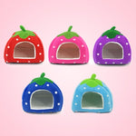 Strawberry Shaped Foldable Short Plush Pet House Nest, Size: M, Pink, Size M, Blue, Size M, Purple, Size M, Red, Size M