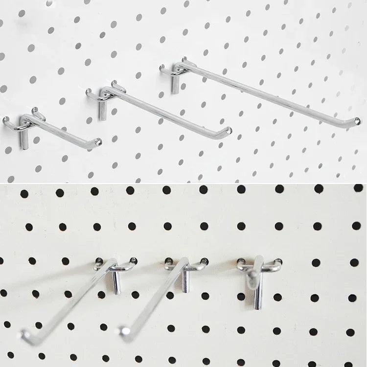10pcs Supermarket Clothing Shop Pegboard Slat Wall Hook Shelf Hole Plate, Hole Pitch: 2.5cm, Length: 10cm, Wire Diameter: 3.3mm, Length: 10cm