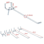 10pcs Supermarket Clothing Shop Pegboard Slat Wall Hook Shelf Hole Plate, Hole Pitch: 2.5cm, Length: 15cm, Wire Diameter: 3.3mm, Length: 15cm