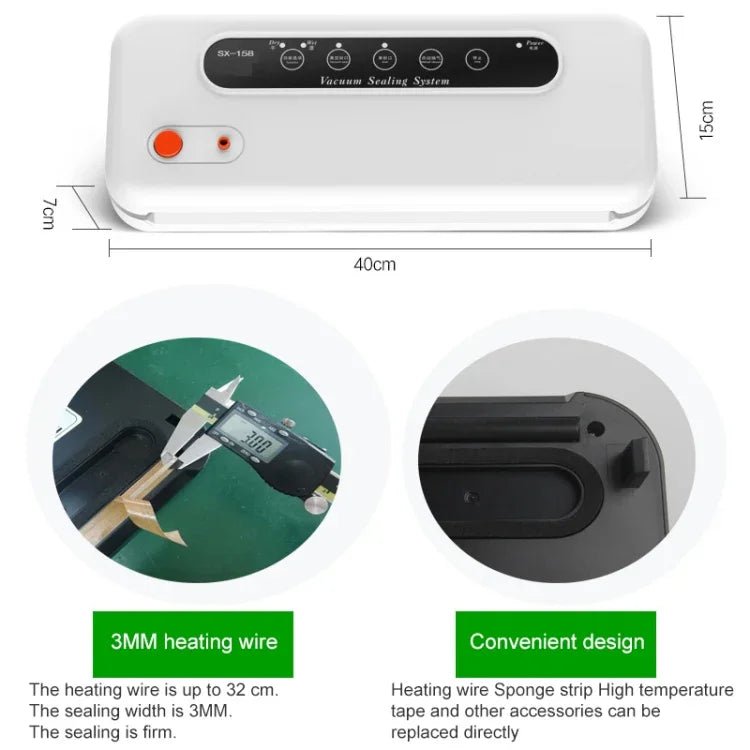 Household Commercial Food Vacuum Plastic Packaging Machine Sealer Closer Machine, EU Plug, Food EU Plug (Black), Food EU Plug (White)