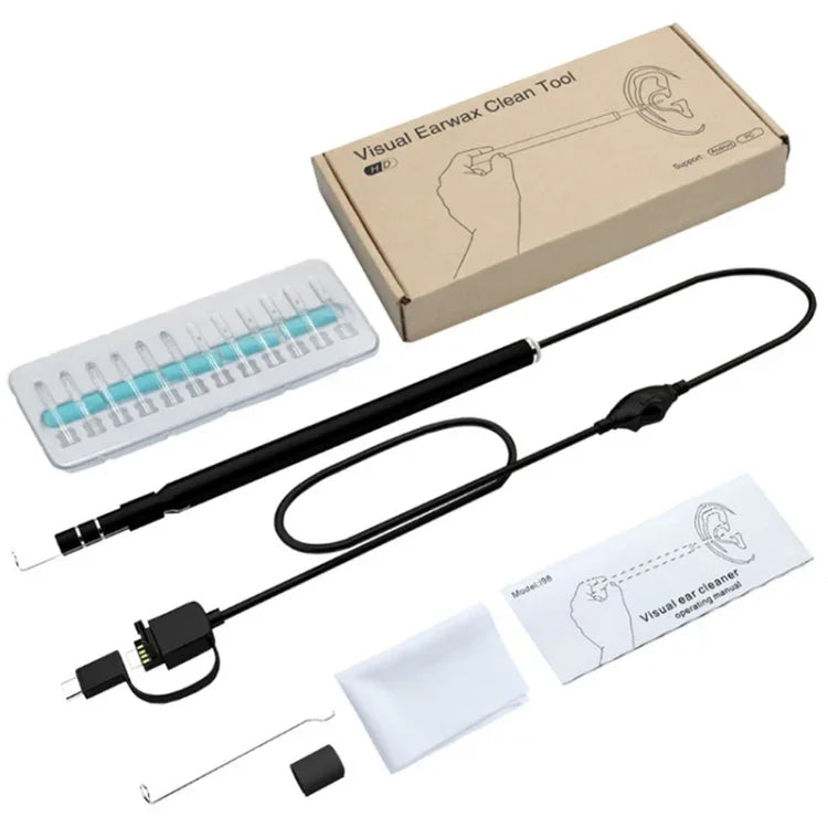 i95 3 in 1 USB Ear Scope Inspection HD 0.3MP Camera Visual Ear Spoon for OTG Android Phones & PC & MacBook, 1.75m Length Cable, 3 in 1 White  0.3MP