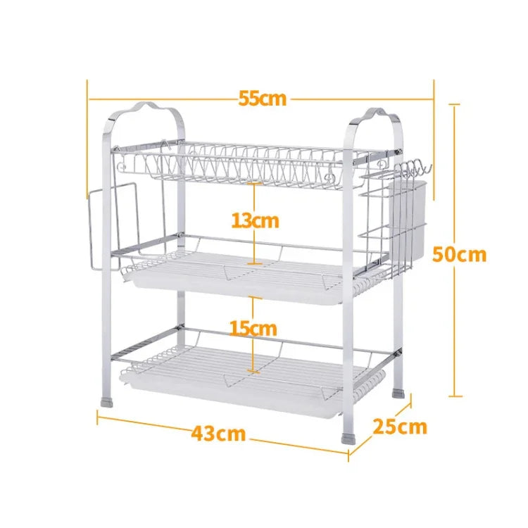 Multi-function Kitchen Stainless Steel Three Layers Flower Shape Steel Sheet Rack Hanging Bowl Dish Holder, Three Layers Flower Shape