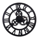 Retro Wooden Round Single-sided Gear Clock Rome Number Wall Clock, Diameter: 80cm, Rome Number 80cm, Rome Number 80cm (Gold)