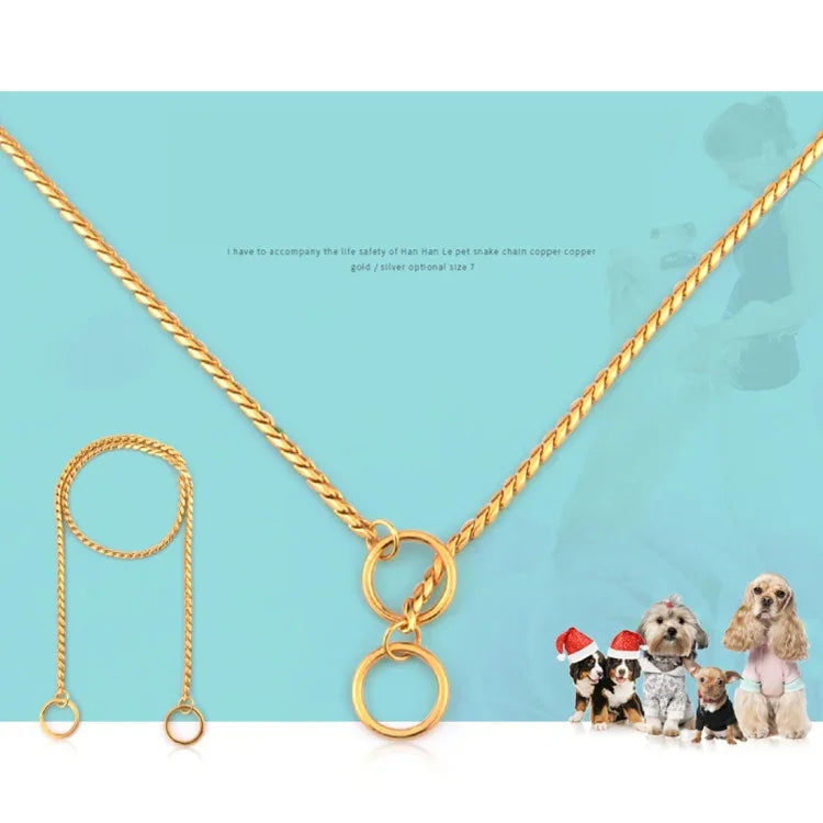 Pet Collars Pet Neck Strap Dog Neckband Snake Chain Dog Chain  Solid  Metal Chain Dog Collar，Length:65cm, 65cm
