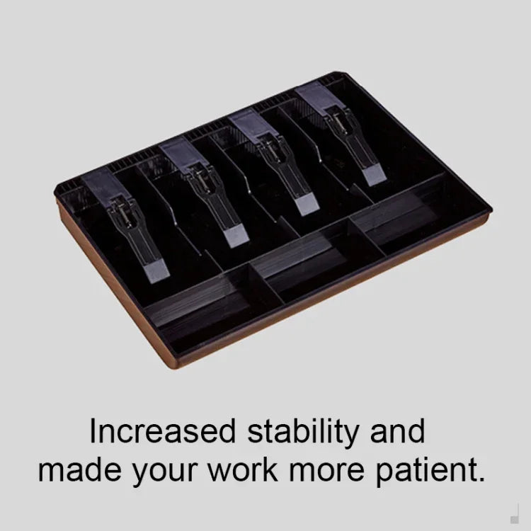 Durable Four-frame ABS Cash Coin Register Insert Tray Cashier Drawer Storage Cash Register Tray Box Classify Organizer, Four-frame (Black)