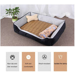 Dog Bone Pattern Big Soft Warm Kennel Pet Dog Cat Mat Blanket, with Rattan Mat & Blanket Size: L, 80×60×15cm, Size: L