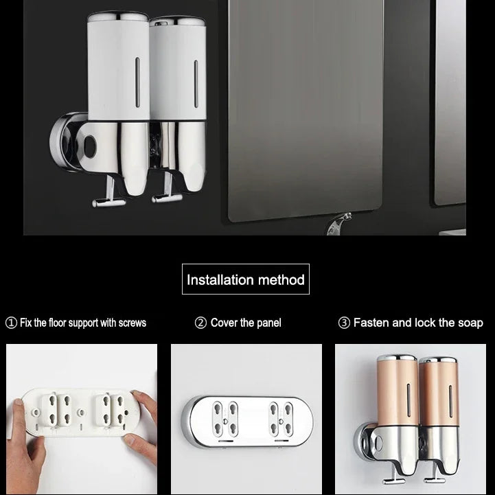 Hotel Shower Manual Dispenser Wall Mounted Washing Liquid Shampoo Soap Bottle, Capacity: 500ml, 500ml/Clear White
