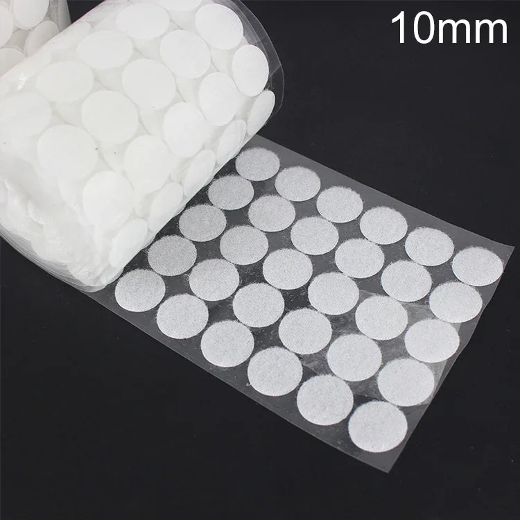 1000 PCS 10mm Round Nylon Adhesive Hook and Loop Fastener, 10mm (Black), 10mm (White)