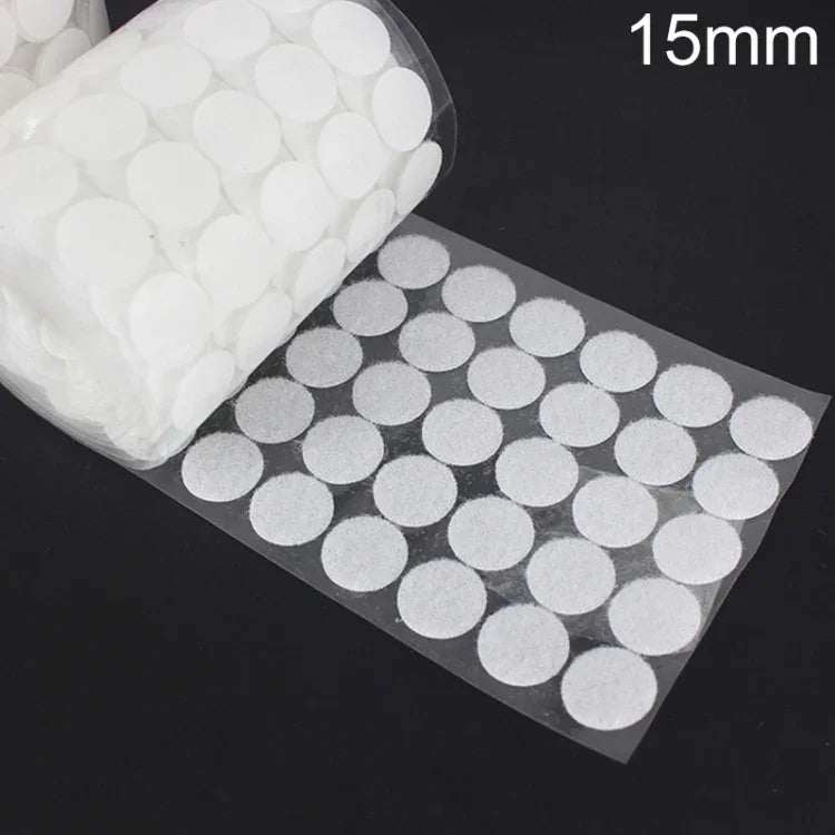 1000 PCS 16mm Round Nylon Adhesive Hook and Loop Fastener, 15mm (Black), 15mm (White)