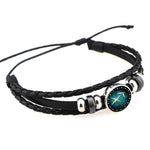European and American Hand-knitted Beaded Retro DIY Bracelet Constellation Leather Punk Fashion Bracelet, Sagittarius, Pisces, Cancer, Aries, Scorpion, Capricorn, Virgo, Leo, Libra, Gemini, Taurus, Aquarius