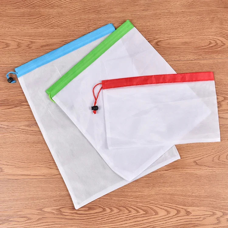 10 PCS Double-Stitched Strength Reusable Fruit Sandwich Pouch Mesh Storage Bags, Size: 30cm x 20cm, Random Color Delivery, Size: 30cm x 20cm