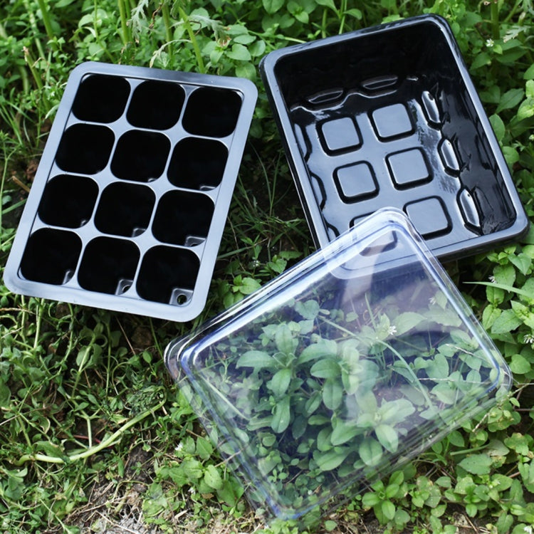Seedling Tray Sprout Plate 12 Holes Nursery Pots Tray Lids Box For Gardening Bonsai Mini Greenhouse Nursery Plate, 12 Holes, 5pcs 12 Holes