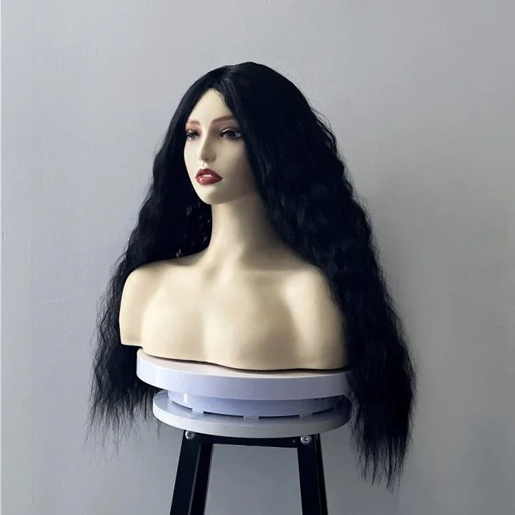 Corn Blanching Long Curly Hair Wig Headgear for Women