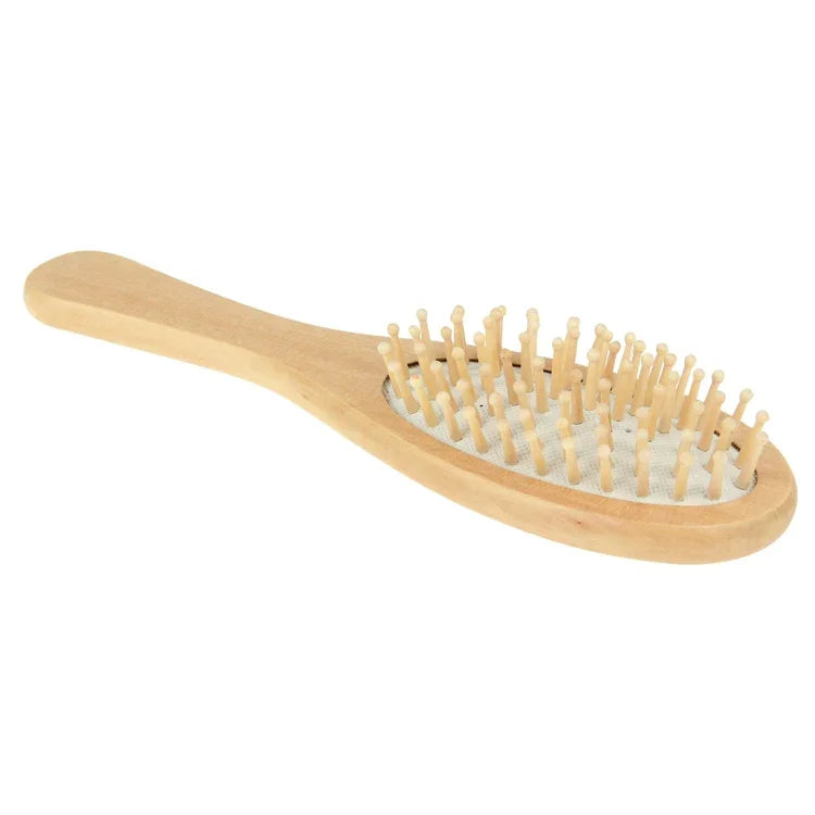 Natural Wooden Massage Hair Comb with Rubber Base & Wooden Brush, Size: Small, Small(White)